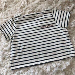 Madewell Striped Embroidered Staycation Tee